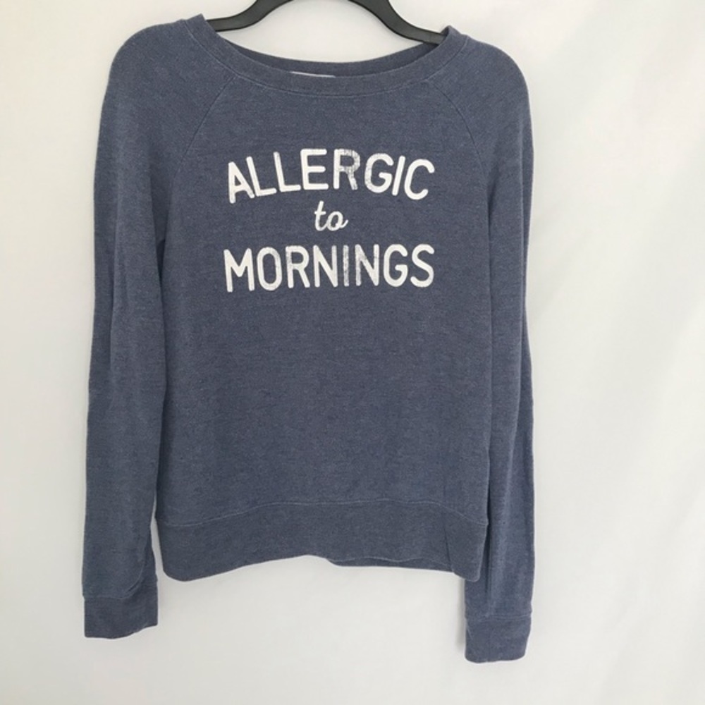 “Allergic to‎ mornings” blue-gray sweatshirt (xs)